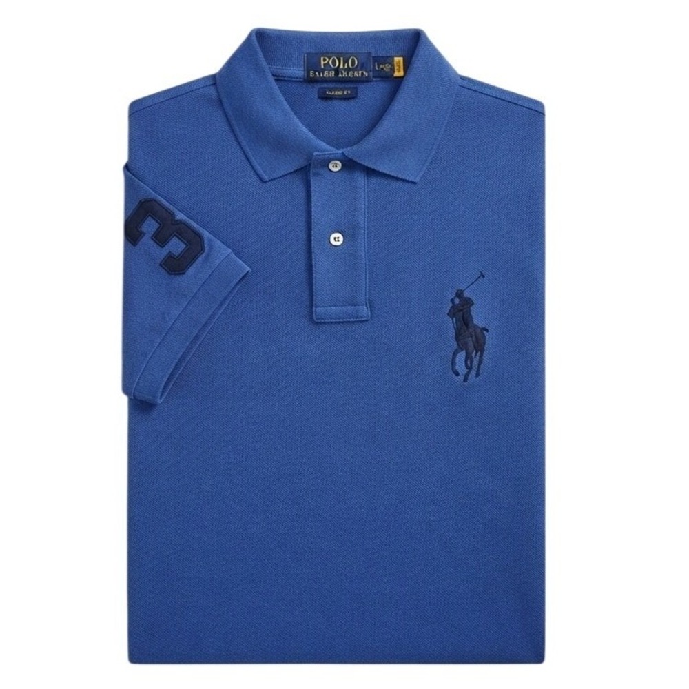 Polo Ralph Lauren Polo Shirt Big Pony Logo Number 3 Blue Men's Size Large